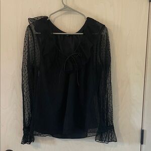 J. Crew Black Sheer Ruffle Blouse